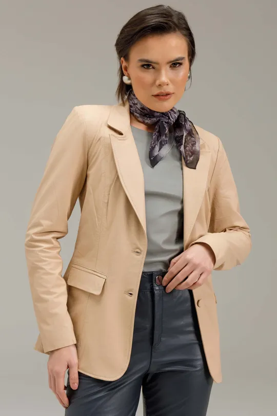 Blazer Valentina em Couro Blush