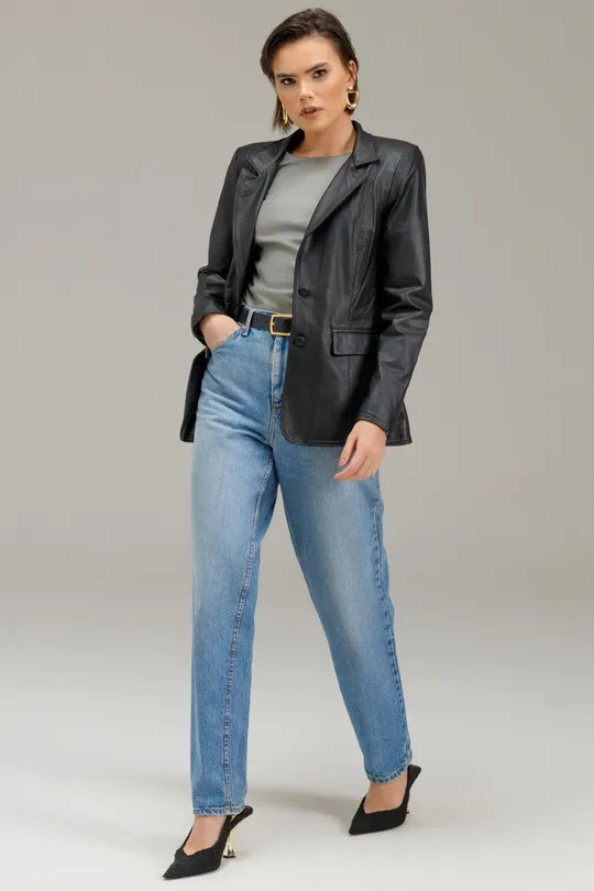 Blazer de Couro Preto