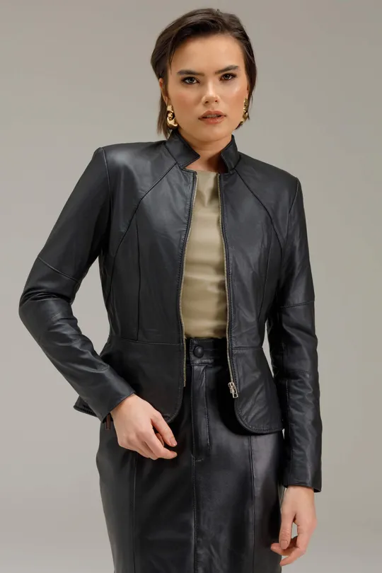 Blazer de Couro Preto Iris