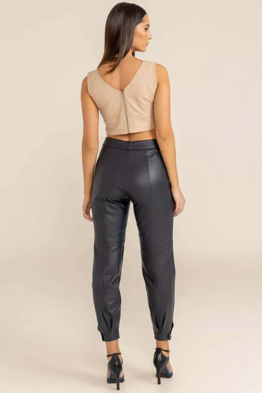 Calça de Couro Pelica Marinho