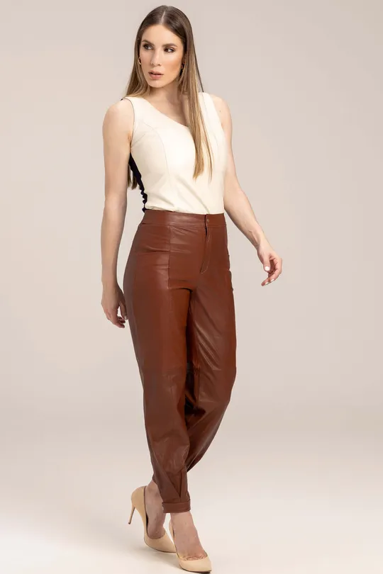 Calça de Couro Pelica Pinhão