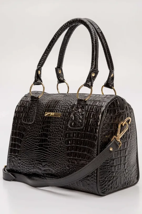 Bolsa de Couro Croco Preto