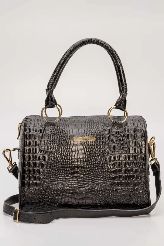 Bolsa de Couro Croco Preto