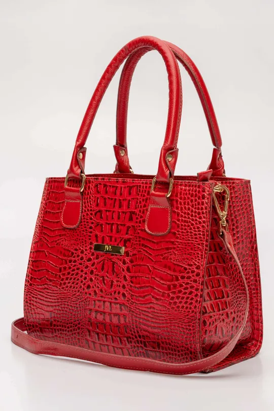 Bolsa de Couro Croco Vermelho
