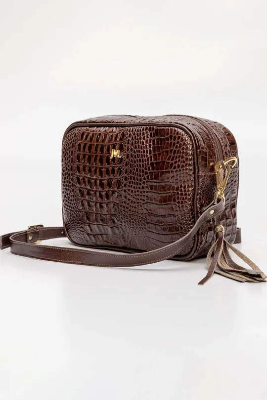 Bolsa de Couro Croco Café