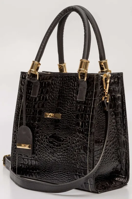 Bolsa de Couro Croco Preto