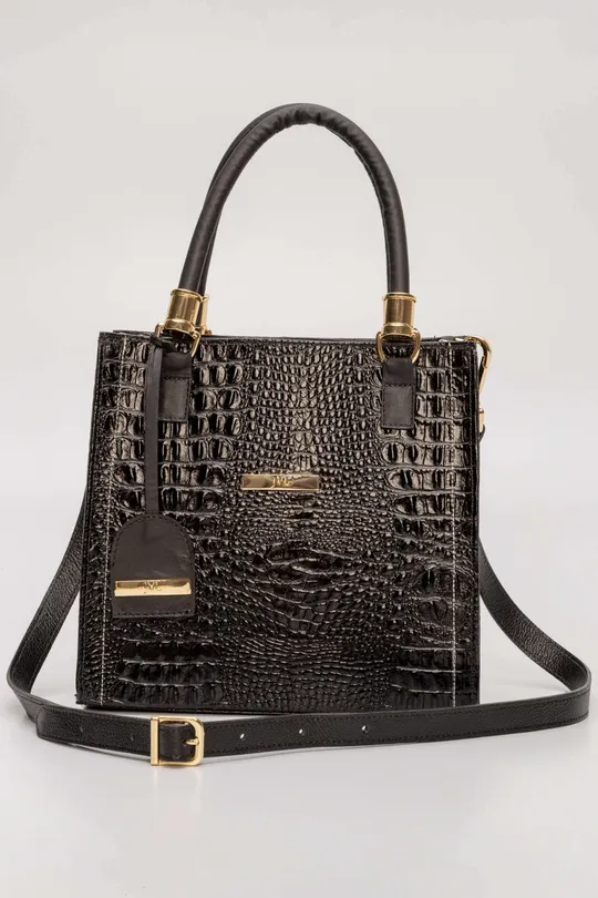 Bolsa de Couro Croco Preto