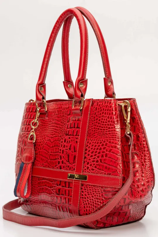 Bolsa de Couro Croco Vermelho