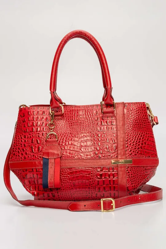 Bolsa de Couro Croco Vermelho Bolsa de Couro Croco Vermelho