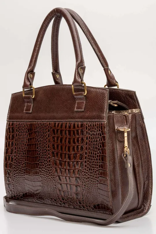 Bolsa de Couro Croco Café