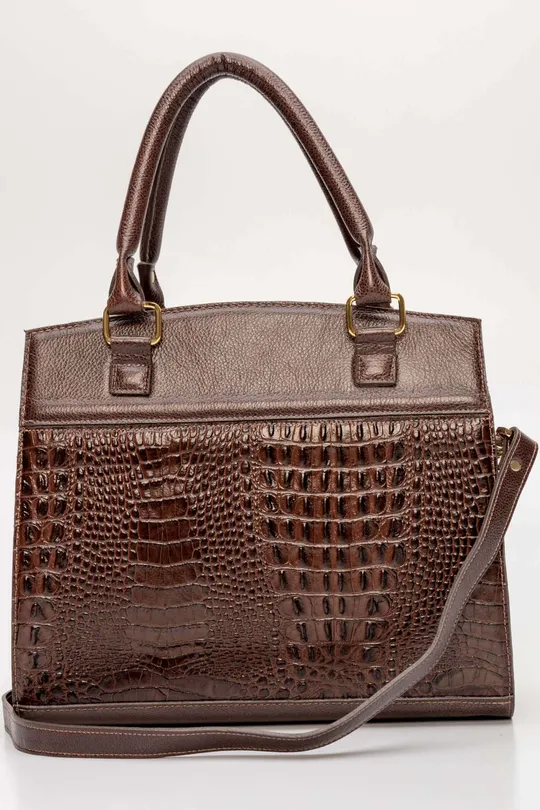 Bolsa de Couro Croco Café