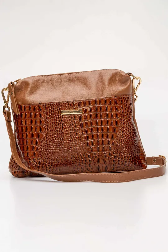 Bolsa de Couro Croco Caramelo