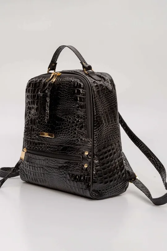 Bolsa de Couro Croco Preto