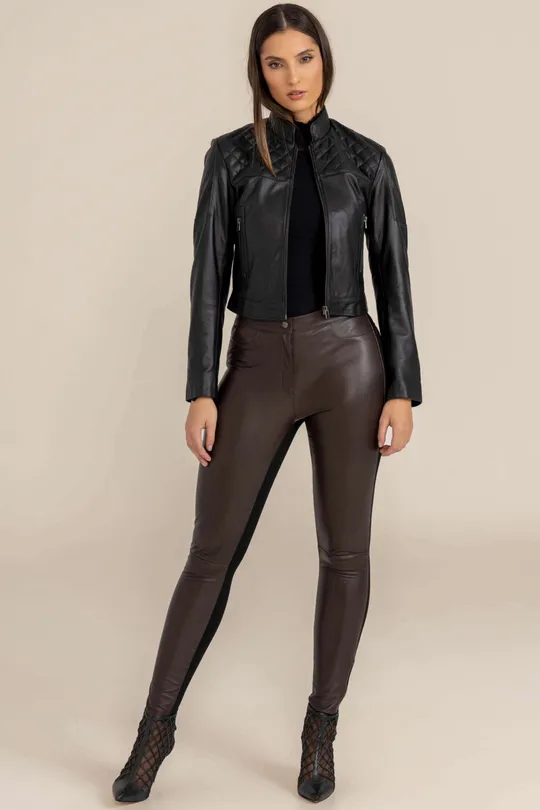 Calça de Couro Pelica Marrom