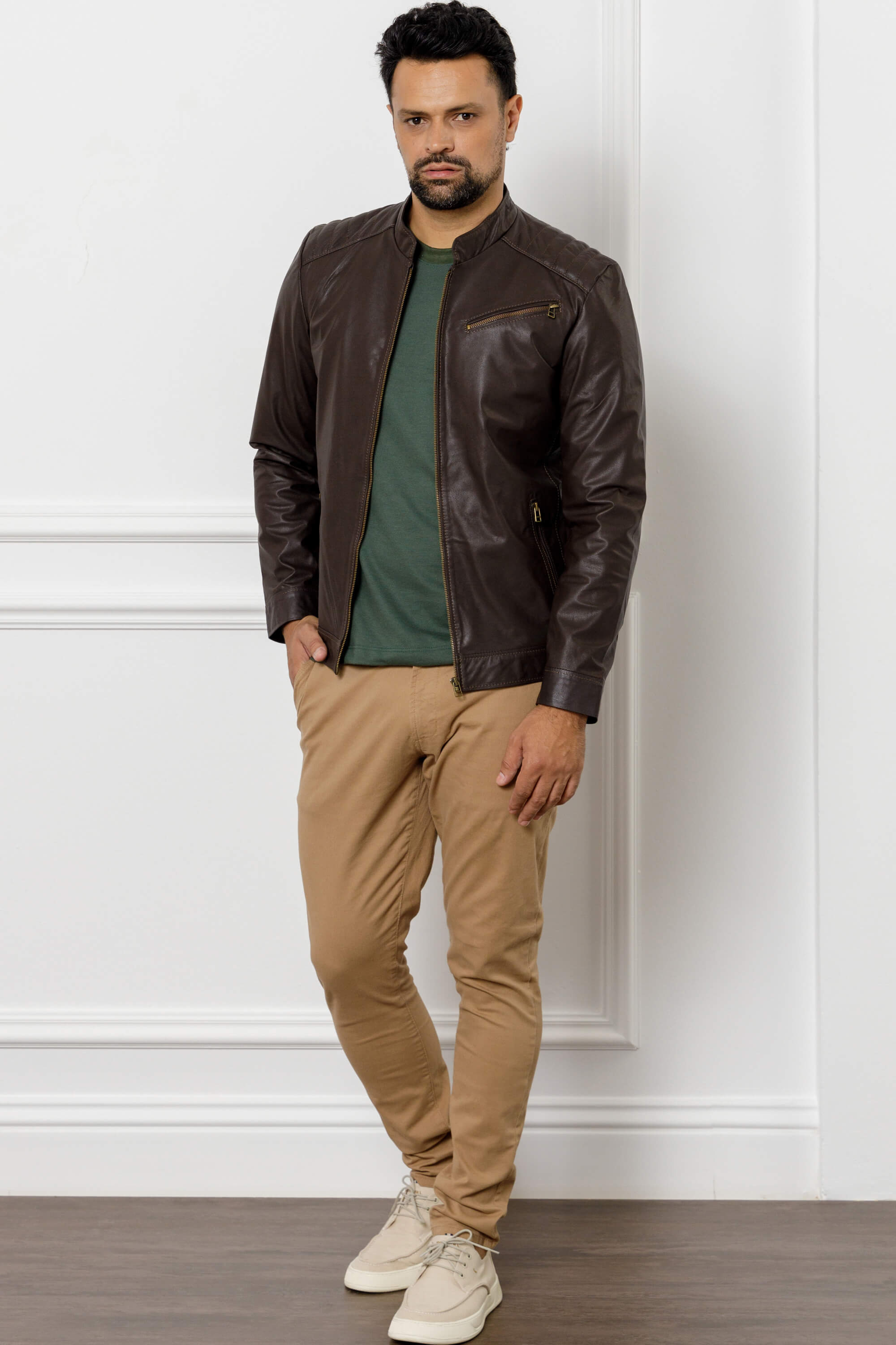 Look Masculino Casaco De Couro Marrom Masculino Look Masculino Com