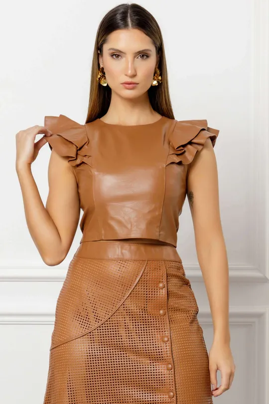 Blusa de Couro Pelica Havana
