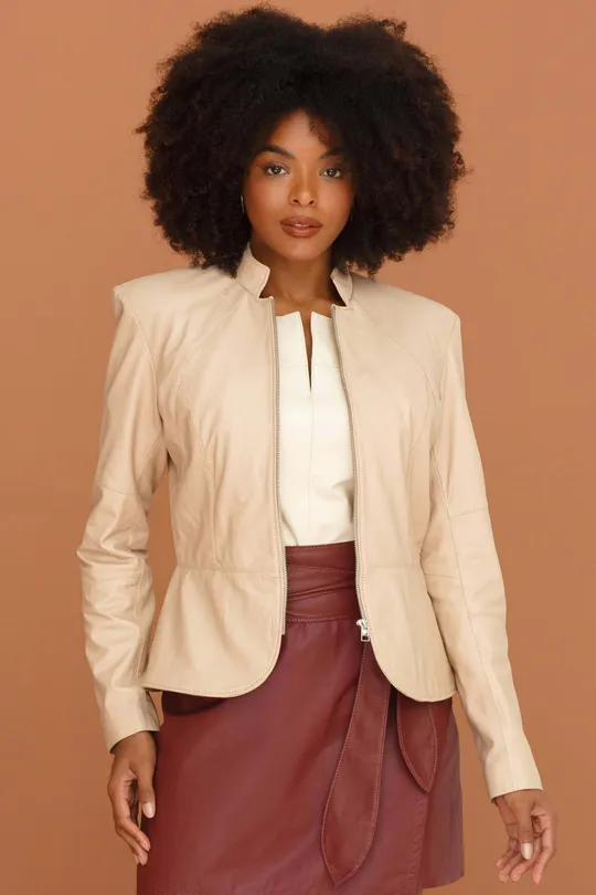 Blazer de Couro Pelica Blush Iris