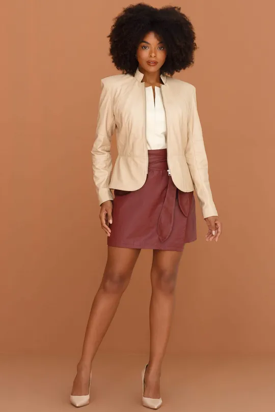 Blazer de Couro Pelica Blush Iris