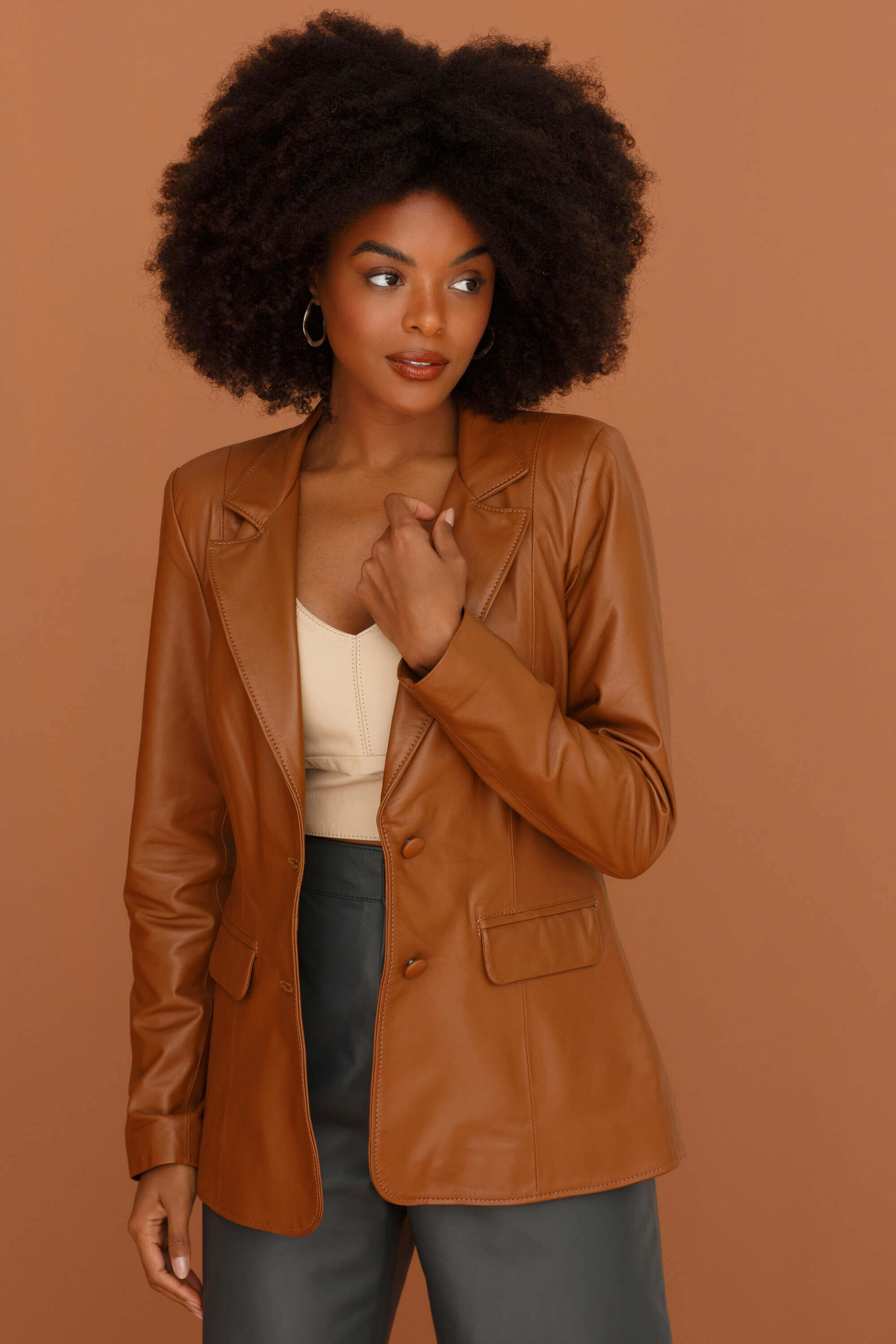 Blazer Feminino Jaqueta De Couro Estilo Blazer Jaqueta De Couro