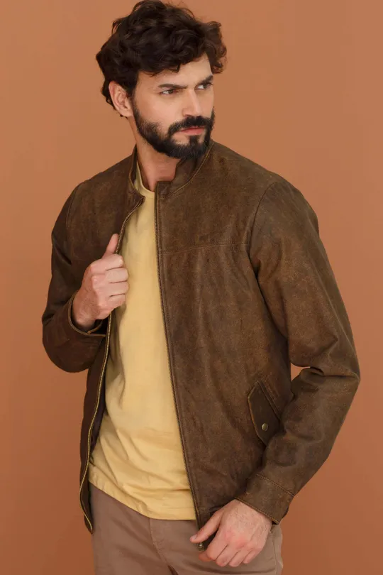 Jaqueta Sam de Couro Camel