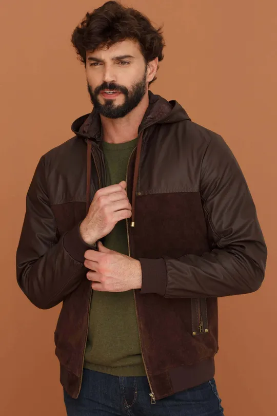 Jaqueta de Couro Marrom Zac
