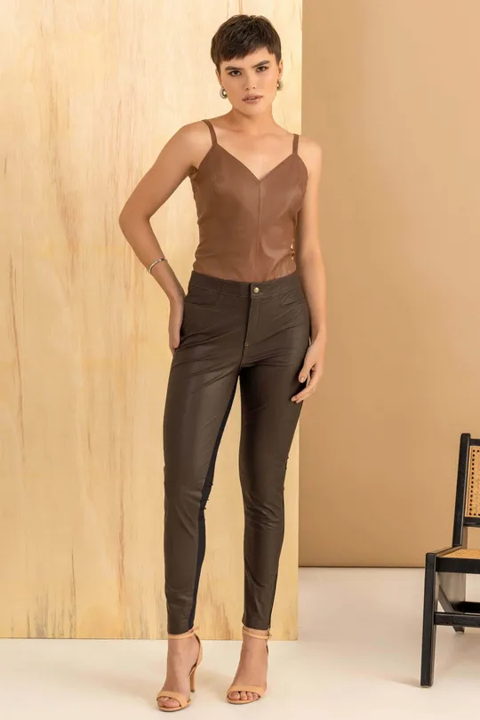 Calça de Couro Marrom