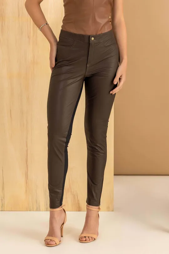 Calça de Couro Marrom