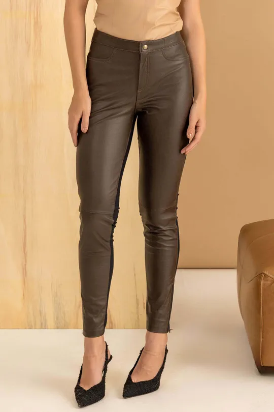 Calça de Couro Whisky