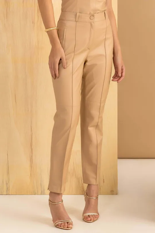 Calça de Couro Pelica Creme