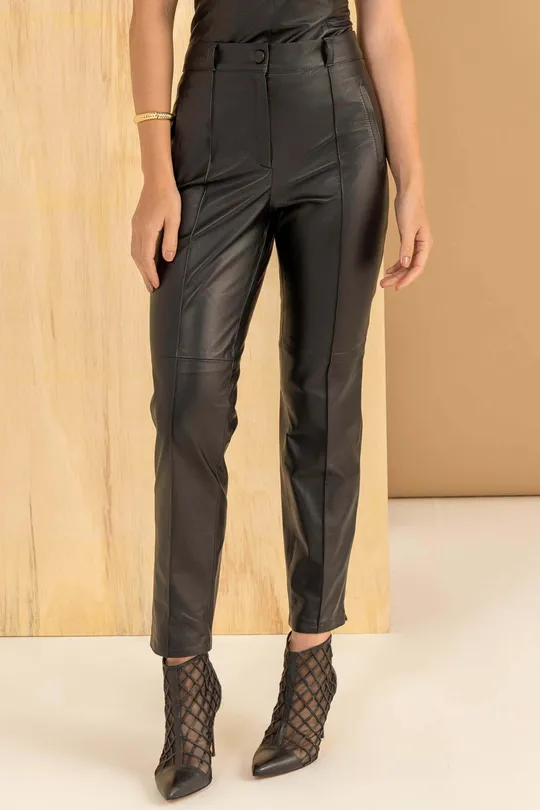 Calça de Couro Pelica Preta