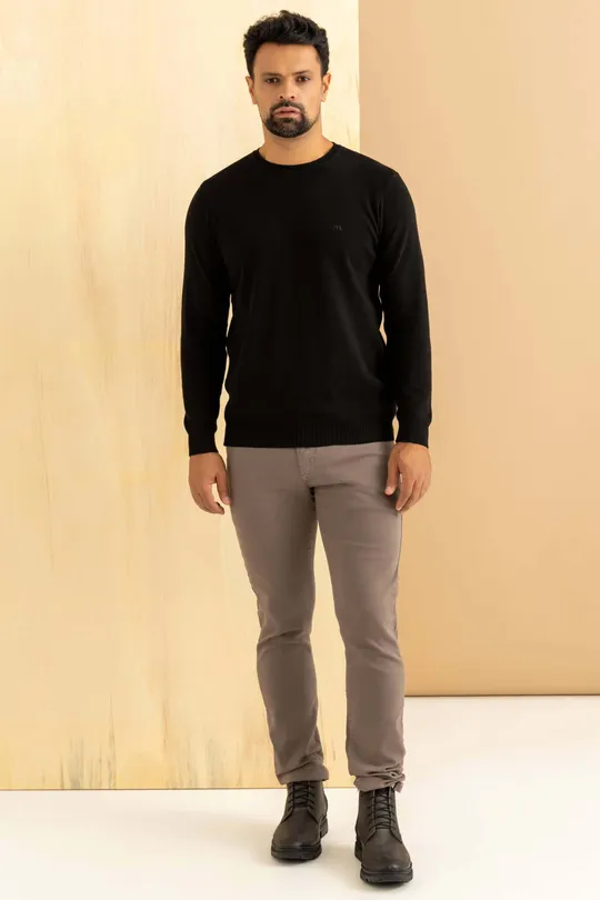 Suéter Maculino Gola Redonda Preto Suéter Maculino Gola Redonda Preto