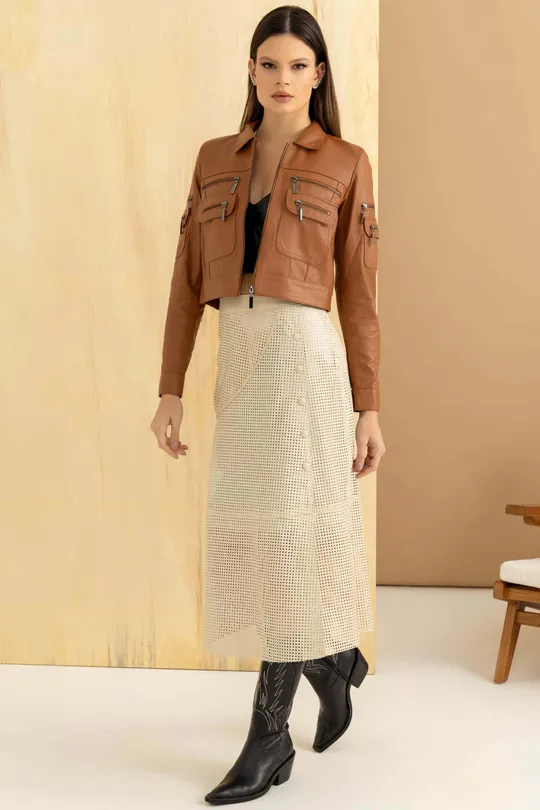 Jaqueta em Couro Pelica Havana