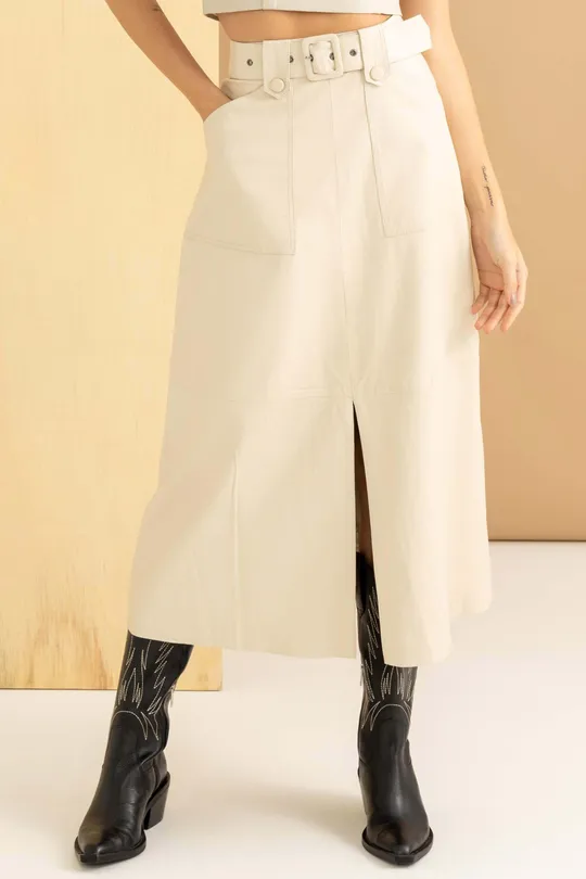 Saia de Couro Pelica Off White
