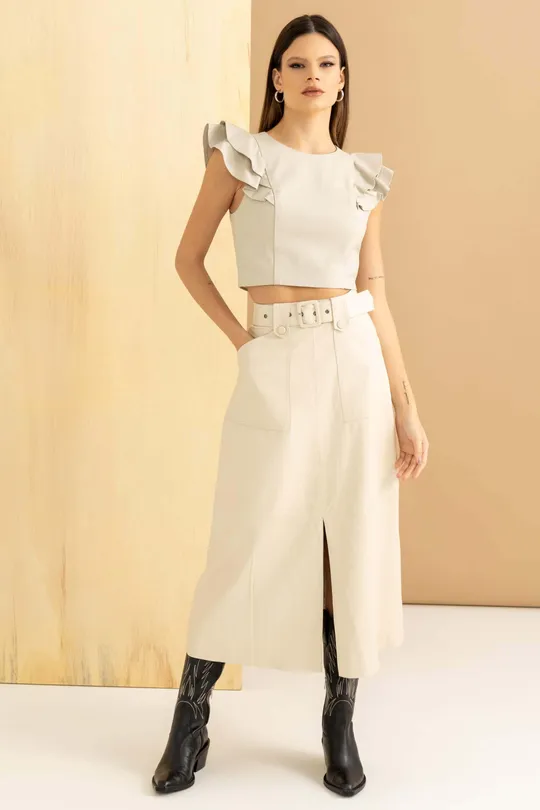 Saia de Couro Pelica Off White
