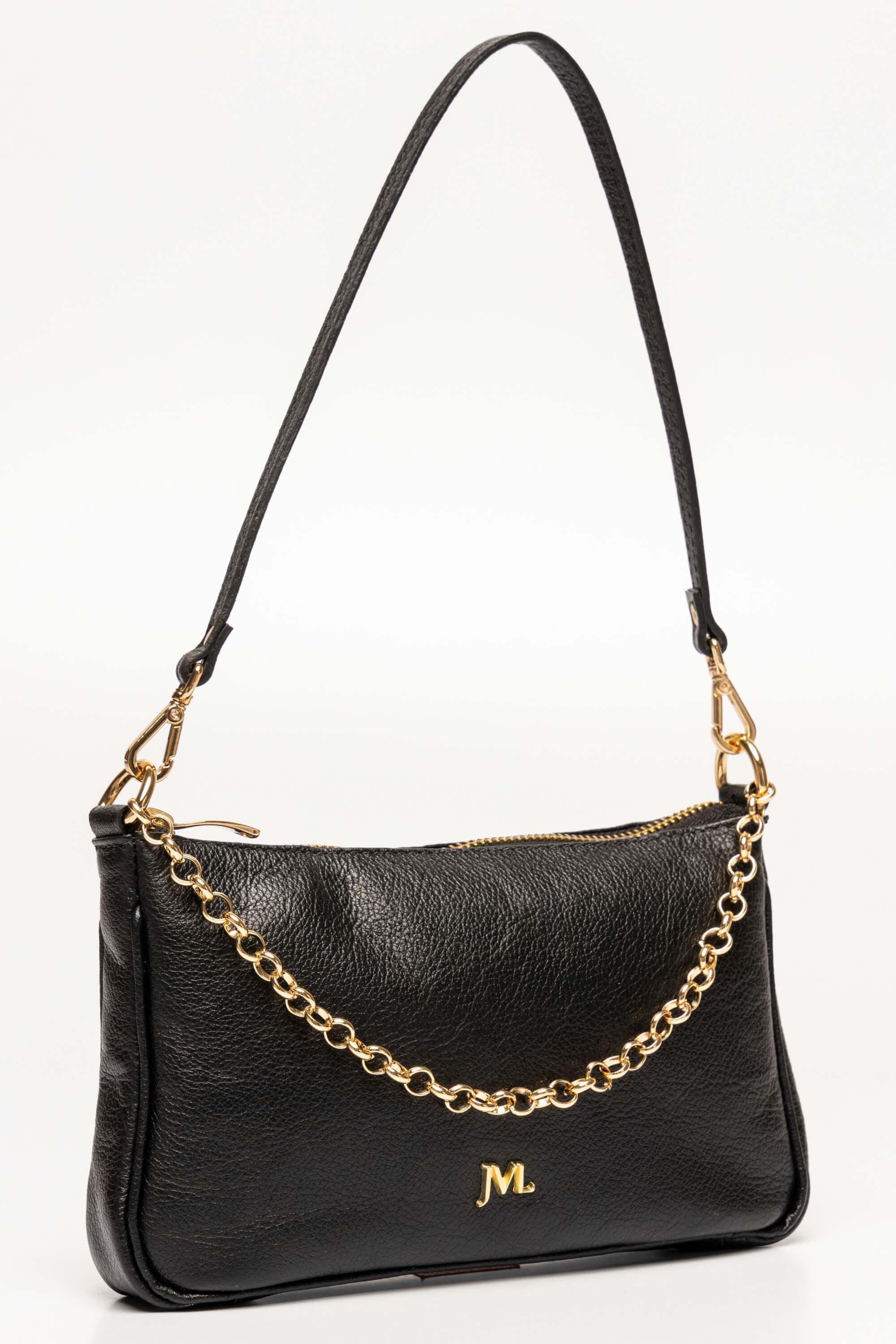 Bolsa Baguete em Couro Preta | Elegância Clássica & Versatilidade