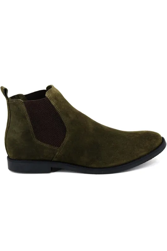 Bota Chelsea de Couro Verde Militar