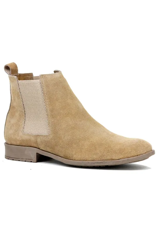 Bota Chelsea de Couro Areia