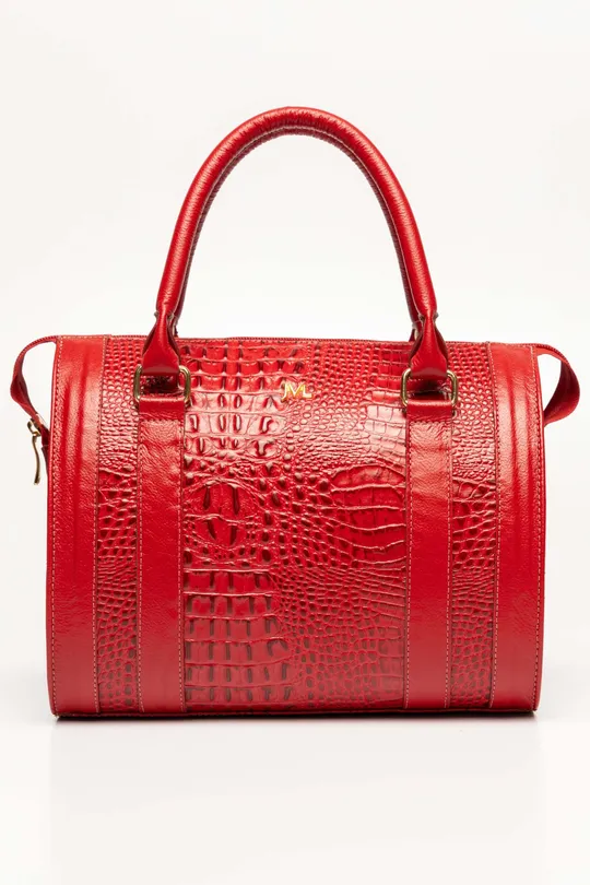 Bolsa de Couro Croco Vermelho