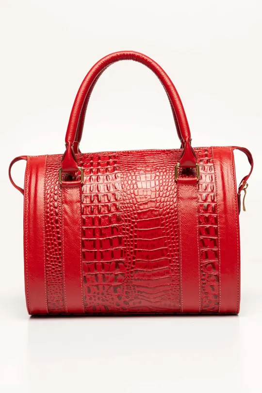 Bolsa de Couro Croco Vermelho