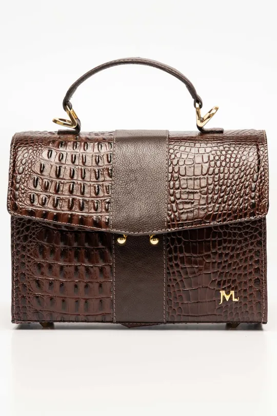 Bolsa de Couro Croco Café