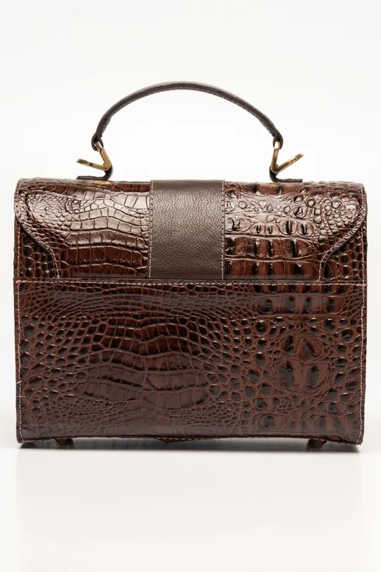 Bolsa de Couro Croco Café