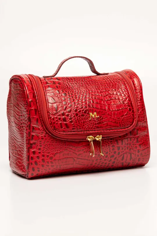 Necessaire de Couro Croco Vermelho