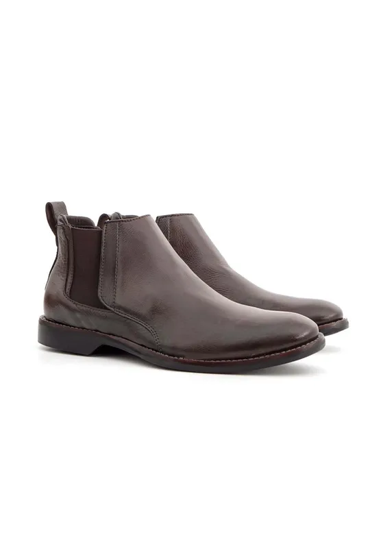 Bota Chelsea de Couro Pinhão