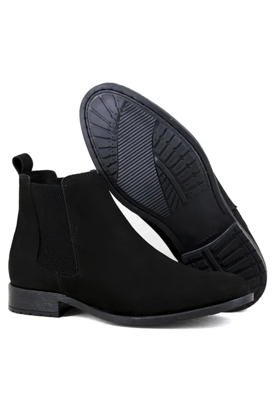Bota Chelsea de Couro Preta