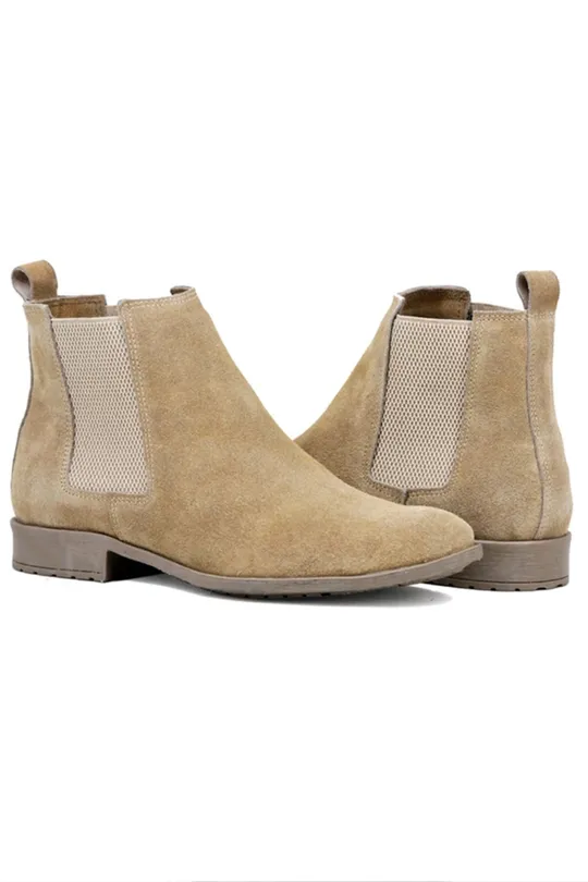 Bota Chelsea de Couro Areia