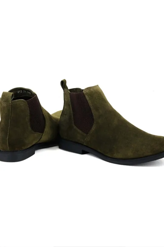Bota Chelsea de Couro Verde Militar