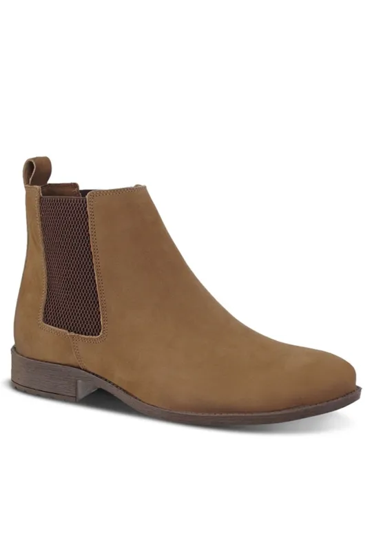 Bota Chelsea de Couro Caramelo