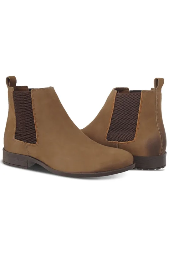 Bota Chelsea de Couro Caramelo