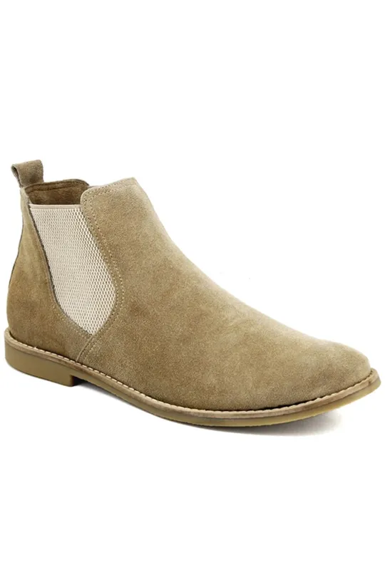Bota Chelsea de Couro Areia