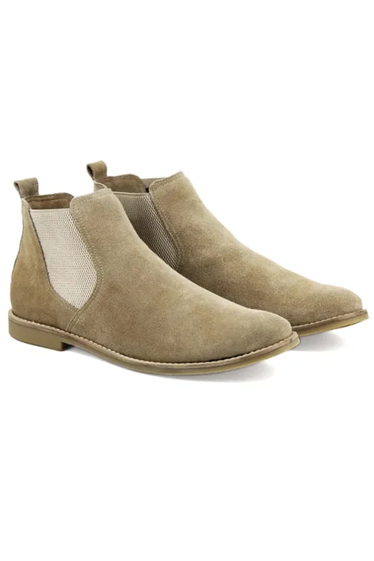 Bota Chelsea de Couro Areia